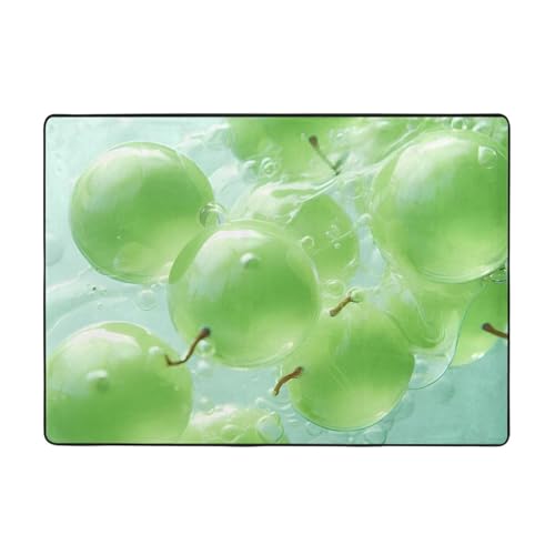 WZYCWB Flanell-Bodenmatte mit grünen Trauben, 203 x 147 cm, superweich von WZYCWB