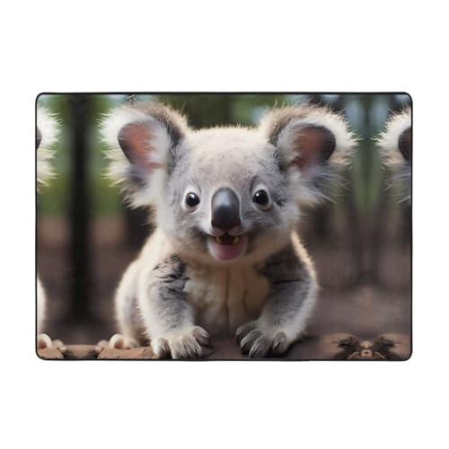 WZYCWB Flanell-Bodenmatte mit niedlichem Koala-Muster, 203 x 147 cm, superweich von WZYCWB
