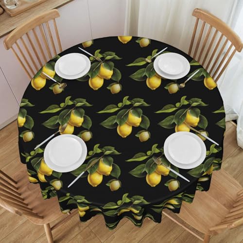 WZYCWB Fresh Lemon Runde Spitzen-Tischdecke, 152,4 cm Durchmesser, waschbare Tischdecke, geeignet für Restaurants, Partys, Picknicks, Versammlungen von WZYCWB