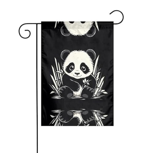 WZYCWB Gartenflagge Panda mit Blume, 30,5 x 45,7 cm, dekorative Gartenflaggen von WZYCWB