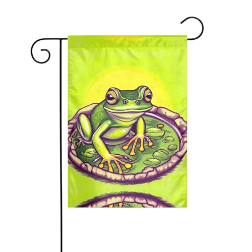 WZYCWB Gartenflaggen Frosch im Teich, 30,5 x 45,7 cm, dekorative Gartenflaggen zum Aufhängen von WZYCWB