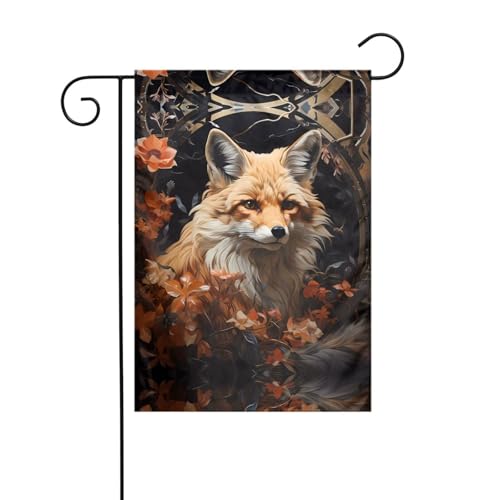WZYCWB Gartenflaggen mit Fuchs und Blumen, 30,5 x 45,7 cm, dekorative hängende Gartenflaggen von WZYCWB