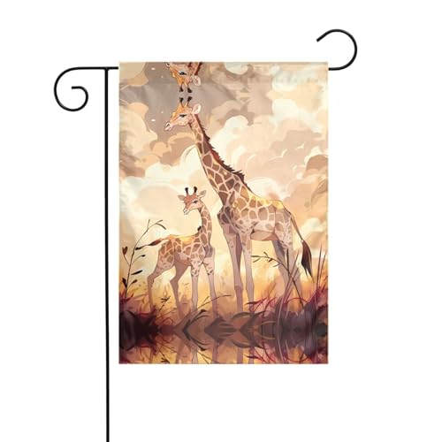 WZYCWB Gartenflaggen mit Giraffenmotiv für Mutter und Kind, 30,5 x 45,7 cm, dekorative hängende Gartenflaggen von WZYCWB