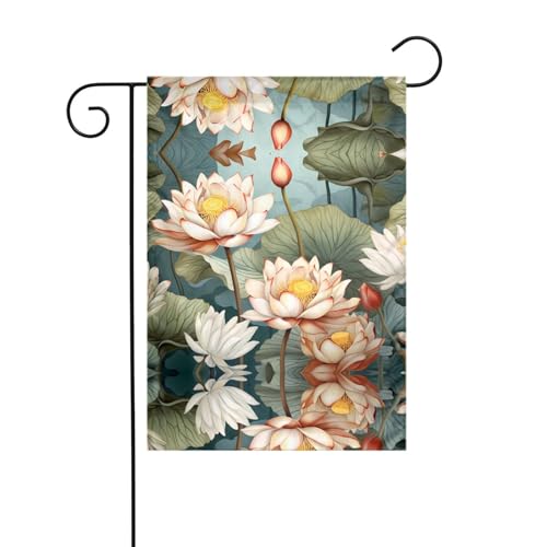 WZYCWB Gartenflaggen mit Lotus im Teich, 30,5 x 45,7 cm, dekorative Gartenflaggen zum Aufhängen von WZYCWB