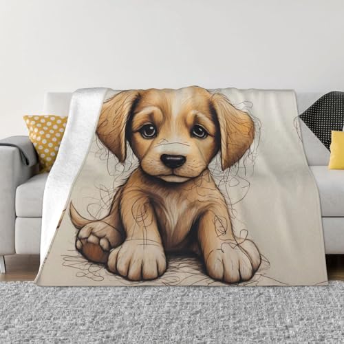 WZYCWB Gekritzelte Welpen-Decke, gemustert, 152,4 x 127 cm, warme Decke für Sofa oder Bett, Camping oder Picknick von WZYCWB