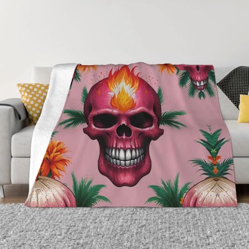 WZYCWB Gemusterte Decke mit Schaf, Flamme und Spinne, Cartoon, 203,2 x 152,4 cm, warme Decke für Sofa oder Bett, Camping oder Picknick von WZYCWB