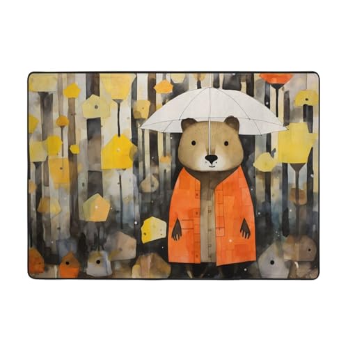 WZYCWB Gemusterte Flanell-Bodenmatte, Motiv: Groundhog Illustration, 203 x 147 cm, superweich von WZYCWB