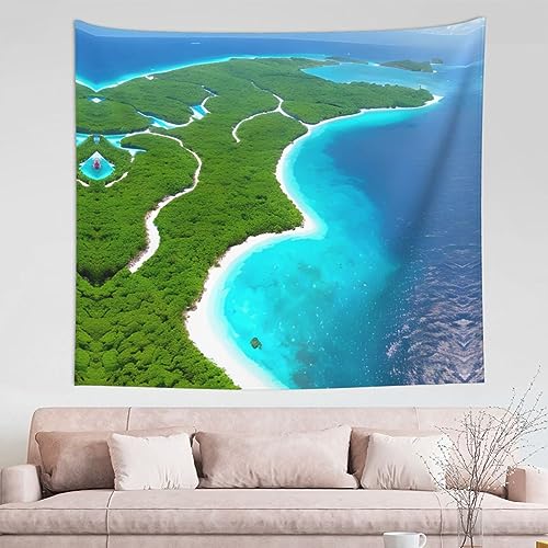 WZYCWB Gemusterte Wanddekoration mit Insel im Ozean, Mehrzweck-Wandbehang, kann als Schlafzimmer oder Wohnzimmer verwendet werden – 152,4 x 130,9 cm WZYCWB Gemusterte Wanddekoration mit Insel im Ozean, Mehrzweck-Wandbehang, kann als Schlafzimmer oder Wohnzimmer verwendet werden – 152,4 x 130,9 cm von WZYCWB
