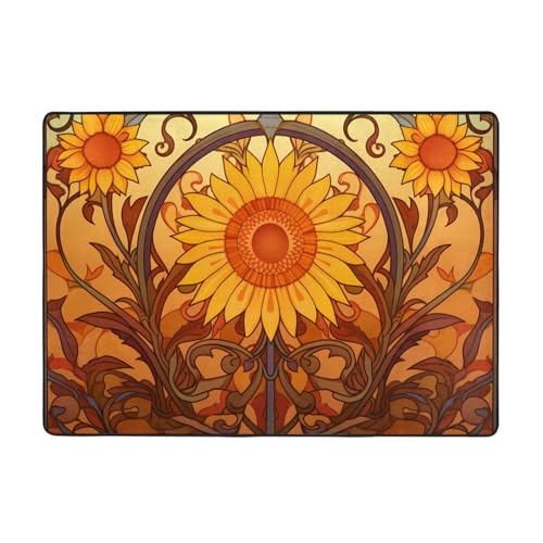 WZYCWB Gerbera Flanell-Bodenmatte, geriffelt, 203 x 147 cm, superweich von WZYCWB
