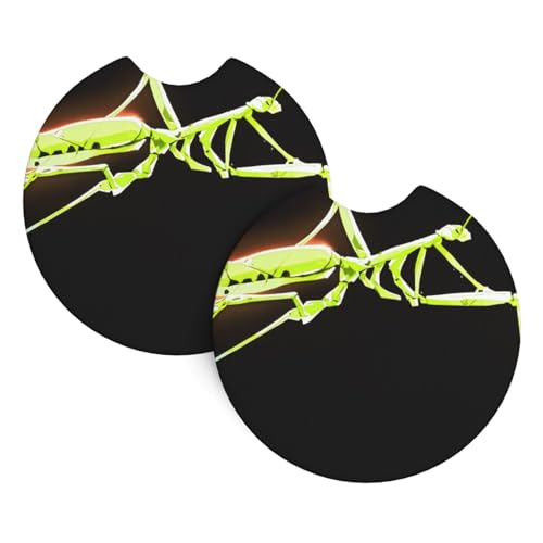 WZYCWB Glowing Mantis gemusterte Auto-Innen-Untersetzer, 6,9 cm, geeignet für die meisten Autos, LKWs, SUVs, 2 Stück von WZYCWB