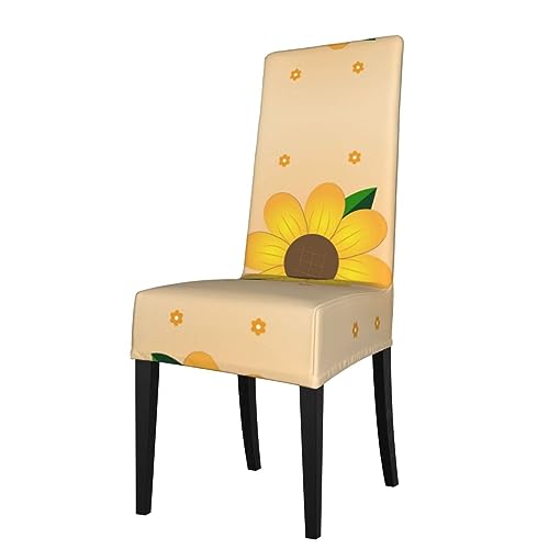 WZYCWB Goldene Sonnenblume gemusterte Stretch-Esszimmerstuhlbezug, abnehmbare Schutzhülle, geeignet für Esszimmerstühle mit quadratischer Rückenlehne, Preacherstuhl von WZYCWB