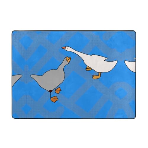WZYCWB Graue Flanell-Bodenmatte mit Gänsemuster, 203 x 147 cm, superweicher Teppich von WZYCWB