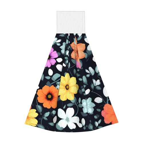 WZYCWB Hängende Coral Fleece Handtuch, Kinder und Erwachsene Bad und Küche Hängende Handtuch, Schöne Bunte Blumen Super Saugfähige Küchenhandtuch von WZYCWB