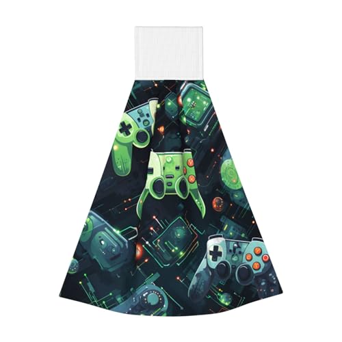 WZYCWB Hängendes Coral Fleece Handtuch, Kinder und Erwachsene Bad und Küche Hängende Handtuch, Gamepad Circuit Version Super Saugfähiges Küchentuch von WZYCWB
