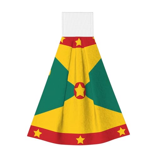 WZYCWB Hängendes Korallen-Fleece-Handtuch, Kinder- und Erwachsenen-Bad- und Küchen-Hänge-Handtuch, Flagge von Grenada, super saugfähiges Küchentuch von WZYCWB