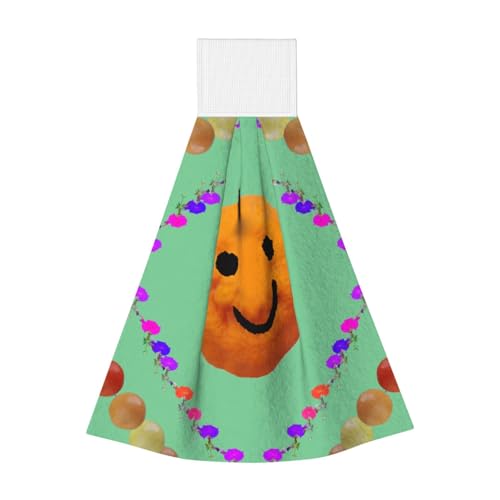 WZYCWB Hängendes Korallen-Fleece-Handtuch, Kinder- und Erwachsenen-Bad- und Küchen-Hänge-Handtuch, Smiley-Zitrusfrüchte, super saugfähiges Küchentuch von WZYCWB