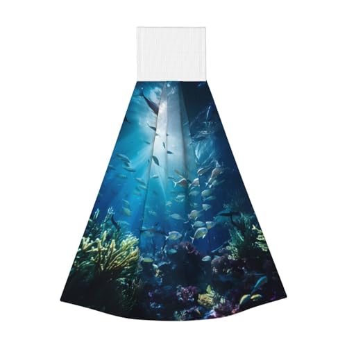 WZYCWB Hängendes Korallen-Fleece-Handtuch, Kinder- und Erwachsenen-Bad- und Küchen-Hänge-Handtuch, Submarine World Super saugfähiges Küchentuch von WZYCWB