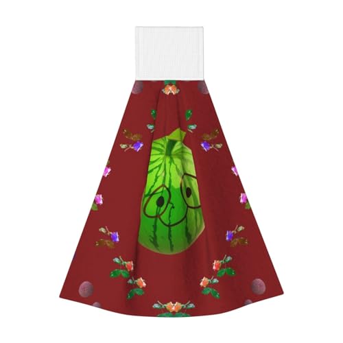 WZYCWB Hängendes Korallen-Fleece-Handtuch, Kinder- und Erwachsenen-Bad- und Küchen-Hänge-Handtuch, großes Auge, Wassermelone, super saugfähiges Küchentuch von WZYCWB