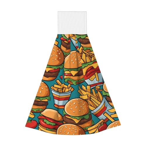WZYCWB Hängendes Korallen-Fleece-Handtuch, Kinder- und Erwachsenen-Bad- und Küchen-Hänge-Handtuch, niedlicher Burger Pommes Frites super saugfähiges Küchentuch WZYCWB Hängendes Korallen-Fleece-Handtuch, Kinder- und Erwachsenen-Bad- und Küchen-Hänge-Handtuch, niedlicher Burger Pommes Frites super saugfähiges Küchentuch von WZYCWB