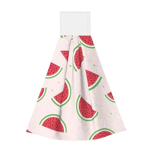 WZYCWB Hängendes Korallen-Fleece-Handtuch, Kinder- und Erwachsenen-Bad- und Küchen-Hänge-Handtuch, rosa Wassermelone, super saugfähiges Küchentuch von WZYCWB