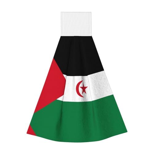 WZYCWB Hängendes Korallen-Fleece-Handtuch, Kinder- und Erwachsenen-Bad- und Küchenhandtuch, Flagge der Westsahara, super saugfähiges Küchentuch von WZYCWB