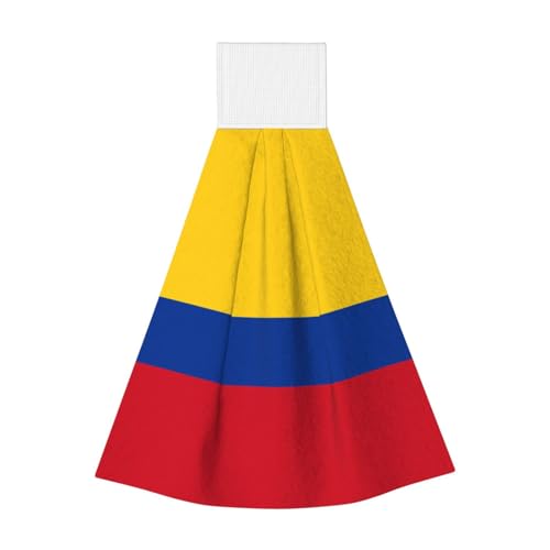 WZYCWB Hängendes Korallen-Fleece-Handtuch, Kinder- und Erwachsenen-Bad- und Küchenhandtuch, Flagge von Kolumbien, super saugfähiges Küchentuch von WZYCWB