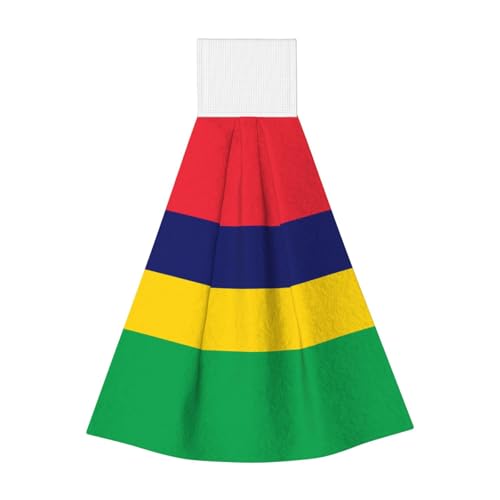 WZYCWB Hängendes Korallen-Fleece-Handtuch, Kinder- und Erwachsenen-Bad- und Küchenhandtuch, Flagge von Mauritius, super saugfähiges Küchentuch von WZYCWB