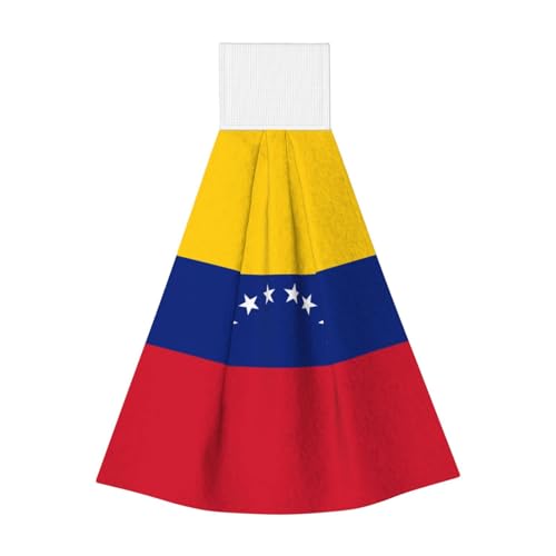 WZYCWB Hängendes Korallen-Fleece-Handtuch, Kinder- und Erwachsenen-Bad- und Küchenhandtuch, Flagge von Venezuela, super saugfähiges Küchentuch von WZYCWB