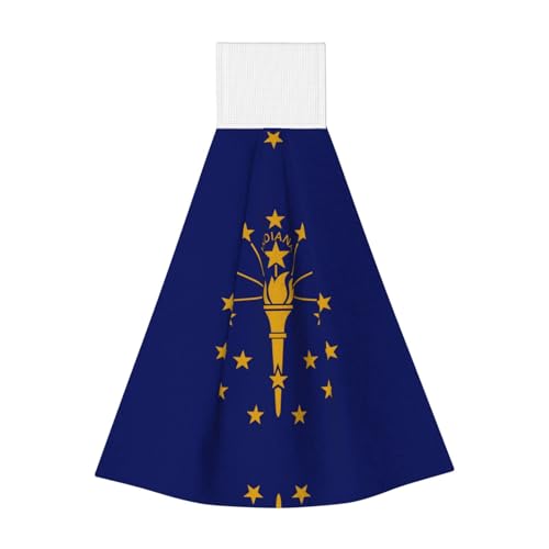 WZYCWB Hängendes Korallen-Fleece-Handtuch, Kinder- und Erwachsenen-Bad- und Küchenhandtuch, Indiana Staatsflagge, super saugfähiges Küchentuch von WZYCWB