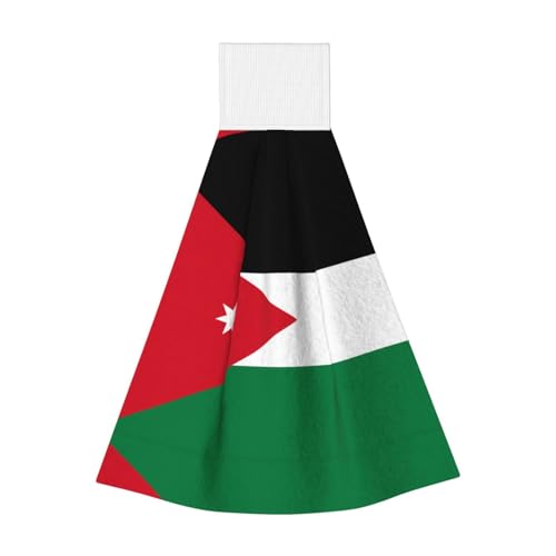 WZYCWB Hängendes Korallen-Fleece-Handtuch, Kinder- und Erwachsenen-Bad- und Küchenhandtuch, Jordanische Flagge, super saugfähiges Küchentuch von WZYCWB