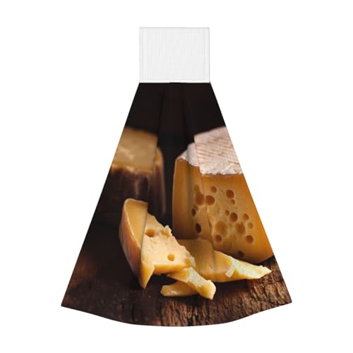 WZYCWB Hängendes Korallen-Fleece-Handtuch, Kinder- und Erwachsenen-Badezimmer- und Küchen-Hänge-Handtuch, Käse, super saugfähiges Küchentuch von WZYCWB