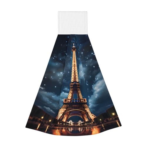 WZYCWB Hängendes Korallen-Fleece-Handtuch, Kinder- und Erwachsenen-Badezimmer- und Küchen-Hänge-Handtuch, Paris Tower Super saugfähiges Küchentuch von WZYCWB