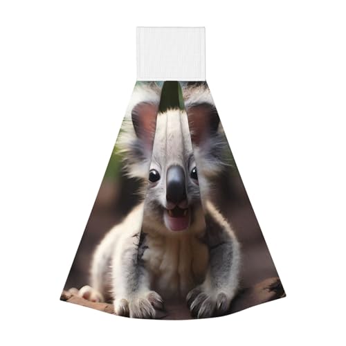 WZYCWB Hängendes Korallen-Fleece-Handtuch, Kinder- und Erwachsenen-Badezimmer- und Küchen-Hänge-Handtuch, niedliches Koala, super saugfähiges Küchentuch von WZYCWB