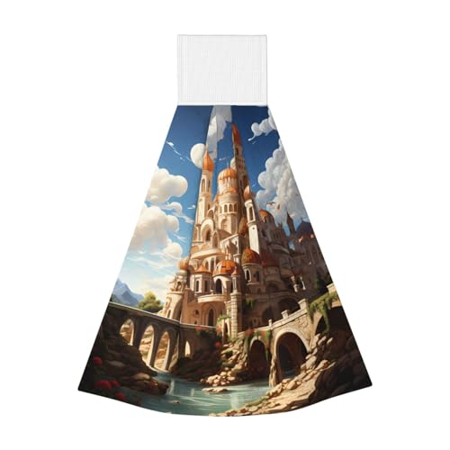 WZYCWB Hängendes Korallen-Fleece-Handtuch, Kinder- und Erwachsenen-Badezimmer- und Küchenhandtuch, Anime-Schloss-Himmel, super saugfähiges Küchentuch WZYCWB Hängendes Korallen-Fleece-Handtuch, Kinder- und Erwachsenen-Badezimmer- und Küchenhandtuch, Anime-Schloss-Himmel, super saugfähiges Küchentuch von WZYCWB