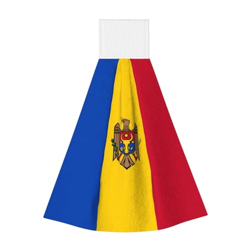 WZYCWB Hängendes Korallen-Fleece-Handtuch, Kinder- und Erwachsenen-Badezimmer- und Küchenhandtuch, Flagge von Moldawien, super saugfähiges Küchentuch von WZYCWB