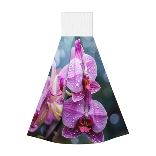 WZYCWB Hängendes Korallen-Fleece-Handtuch, Kinder- und Erwachsenen-Badezimmer- und Küchenhandtuch, Malaysische Nationalblume, super saugfähiges Küchentuch von WZYCWB