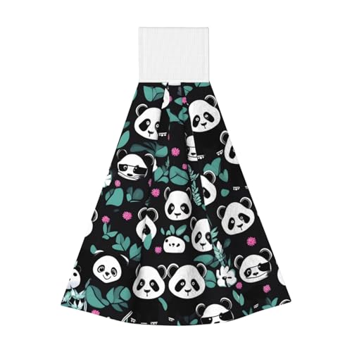 WZYCWB Hängendes Korallen-Fleece-Handtuch, Kinder- und Erwachsenen-Badezimmer- und Küchenhandtuch, Panda-süßes Gesicht, super saugfähiges Küchentuch von WZYCWB