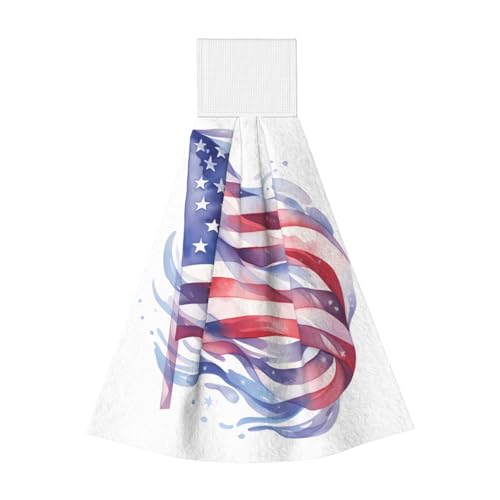 WZYCWB Hängendes Korallen-Fleece-Handtuch, Kinder- und Erwachsenen-Badezimmer- und Küchenhandtuch, amerikanische Flagge, super saugfähiges Küchentuch von WZYCWB