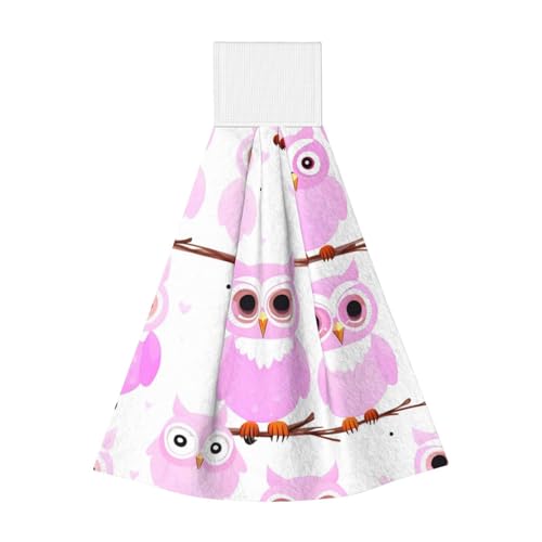 WZYCWB Hängendes Korallen-Fleece-Handtuch, Kinder- und Erwachsenen-Badezimmer- und Küchenhandtuch, niedliche Eule, super saugfähiges Küchentuch von WZYCWB