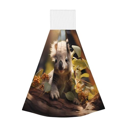 WZYCWB Hängendes Korallen-Fleece-Handtuch, Kinder- und Erwachsenen-Badezimmer- und Küchenhandtuch, niedliche Koala-Pflanze, super saugfähiges Küchentuch von WZYCWB
