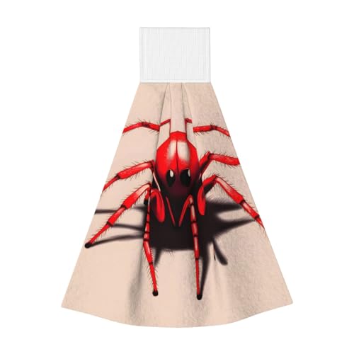 WZYCWB Hängendes Korallen-Fleece-Handtuch, Kinder- und Erwachsenen-Badezimmer- und Küchenhandtuch, niedliche kleine rote Spinne, super saugfähiges Küchentuch von WZYCWB