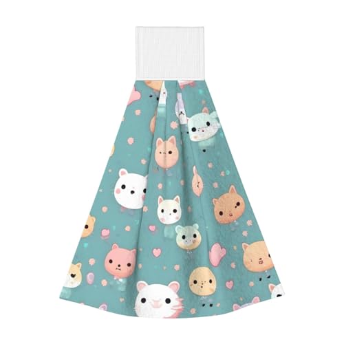 WZYCWB Hängendes Korallen-Fleece-Handtuch, Kinder- und Erwachsenen-Badezimmer- und Küchenhandtuch, niedlicher Fuchs, super saugfähiges Küchentuch von WZYCWB