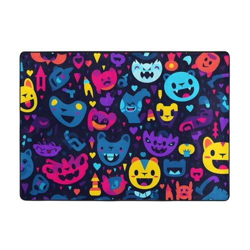 WZYCWB Happily Gemusterte Flanell-Bodenmatte, 203 x 147 cm, superweich von WZYCWB