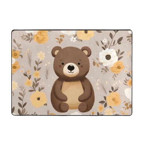 WZYCWB Happy Bear gemusterte Flanell-Bodenmatte, 203 x 147 cm, superweicher Teppich von WZYCWB