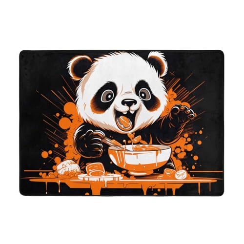 WZYCWB Happy Panda gemusterte Flanell-Bodenmatte, 203 x 147 cm, superweicher Teppich von WZYCWB