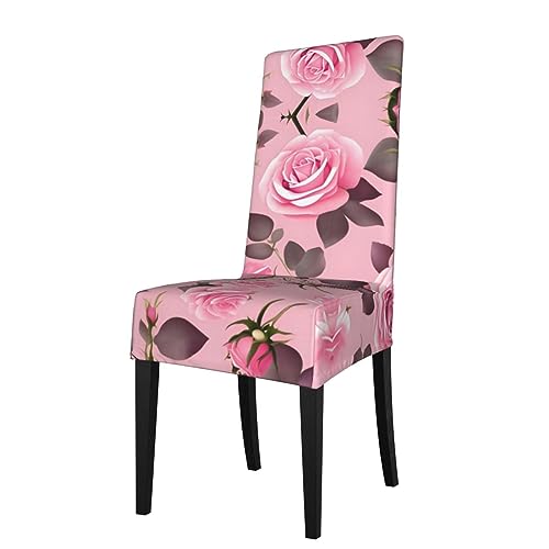 WZYCWB Hübsche rosa Rosen gemusterte Stretch-Esszimmerstuhlbezug, abnehmbare Schutzhülle, geeignet für Esszimmerstühle mit quadratischer Rückenlehne, Preacherstuhl WZYCWB Hübsche rosa Rosen gemusterte Stretch-Esszimmerstuhlbezug, abnehmbare Schutzhülle, geeignet für Esszimmerstühle mit quadratischer Rückenlehne, Preacherstuhl von WZYCWB