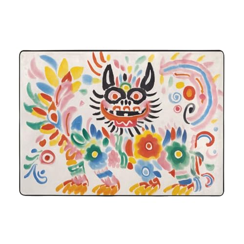 WZYCWB Interesting Creatures Gemusterte Flanell-Bodenmatte, 203 x 147 cm, superweicher Teppich von WZYCWB