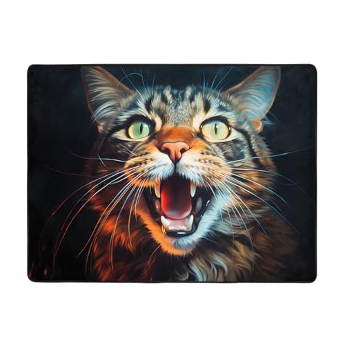 WZYCWB Katzenteppich mit offenem Mund, 160 x 121,9 cm, Wohnzimmer-Fußmatten, rutschfeste Teppiche, geeignet für Wohnzimmer oder Büro WZYCWB Katzenteppich mit offenem Mund, 160 x 121,9 cm, Wohnzimmer-Fußmatten, rutschfeste Teppiche, geeignet für Wohnzimmer oder Büro von WZYCWB