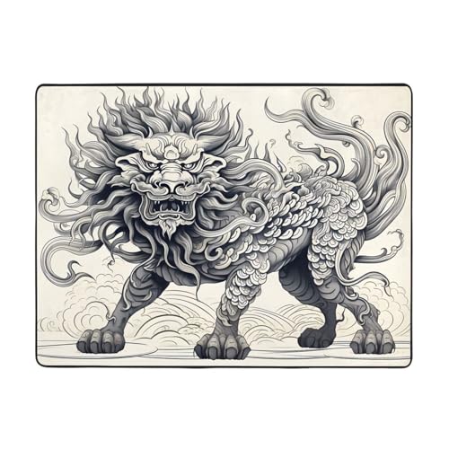 WZYCWB Kirin Line Zeichenteppich, 160 x 121,9 cm, rutschfeste Teppiche, geeignet für Wohnzimmer oder Büro WZYCWB Kirin Line Zeichenteppich, 160 x 121,9 cm, rutschfeste Teppiche, geeignet für Wohnzimmer oder Büro von WZYCWB