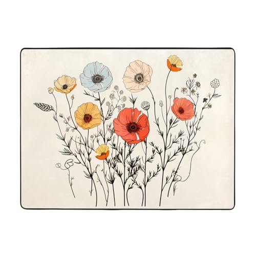 WZYCWB Linearer Blumenteppich, 160 x 121,9 cm, rutschfeste Teppiche, geeignet für Wohnzimmer oder Büro WZYCWB Linearer Blumenteppich, 160 x 121,9 cm, rutschfeste Teppiche, geeignet für Wohnzimmer oder Büro von WZYCWB